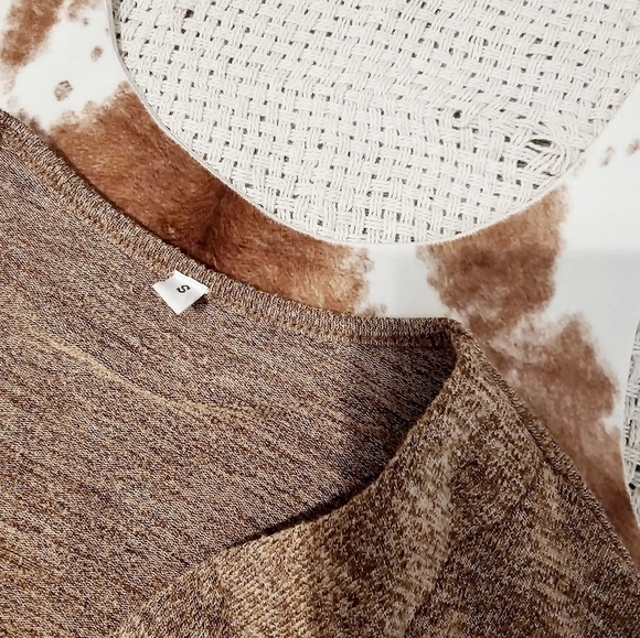 Neutral Marled Long Sleeve Drop Shoulder Button Down Midi Cardigan Small - Picture 7 of 10